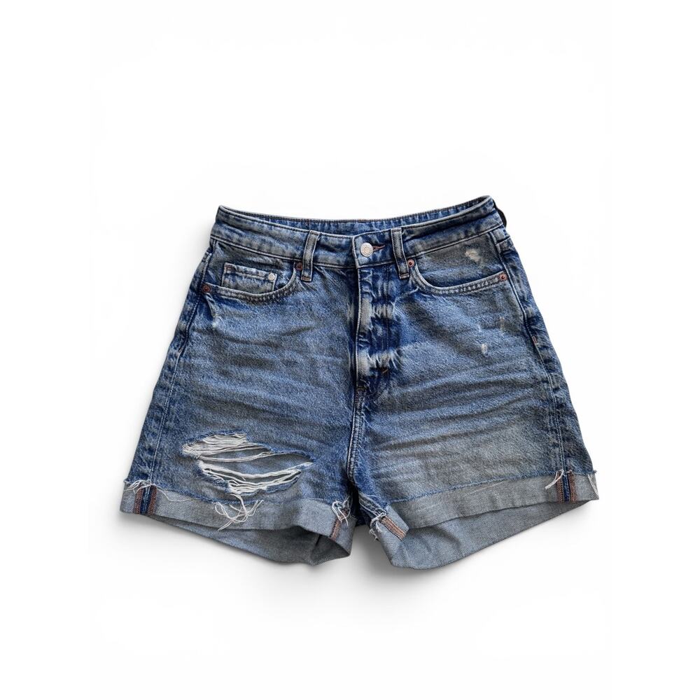 H&M &Denim distressed denim shorts